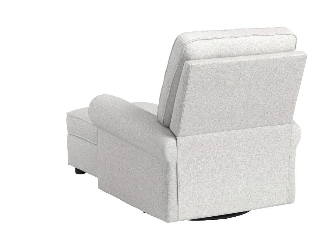 Ravenna Home Classic Swivel Recliner with Storage Ottoman Cream — Cream, rear view