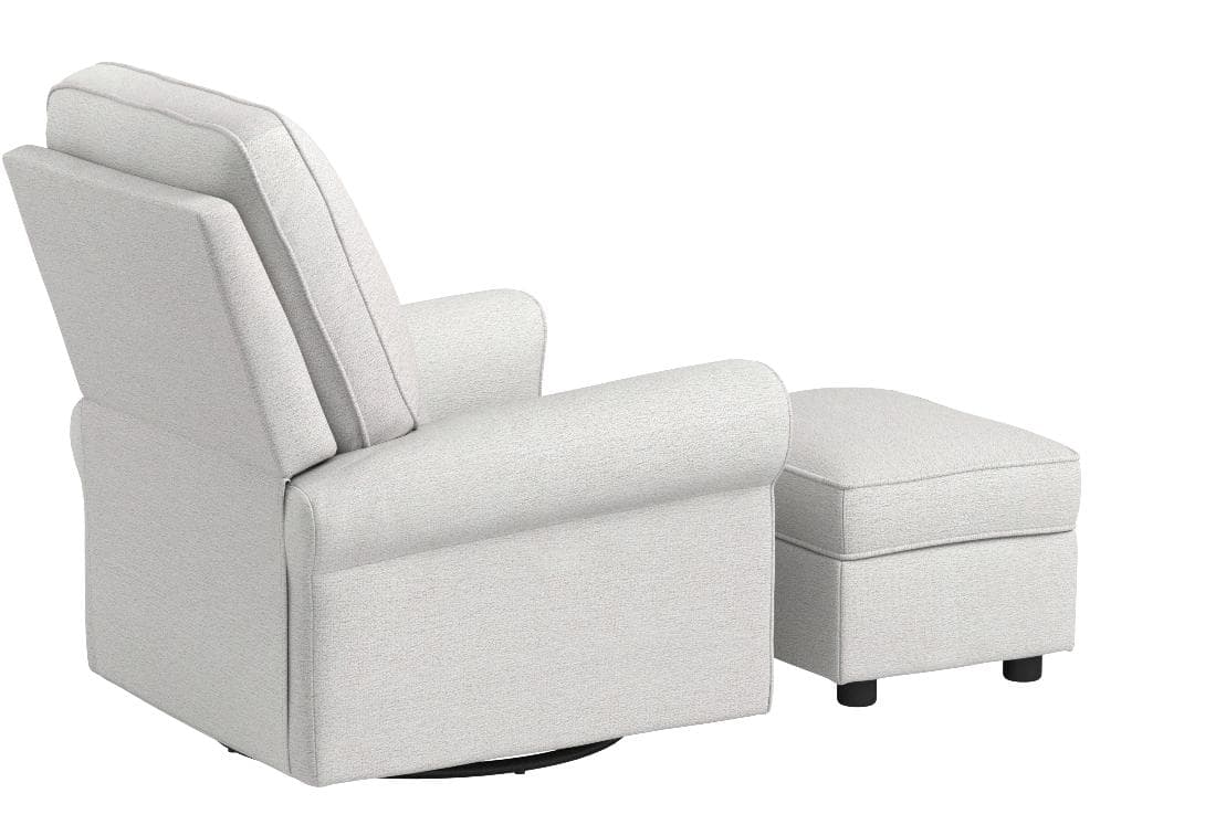 Ravenna Home Classic Swivel Recliner with Storage Ottoman Cream — Cream, opposite rear view