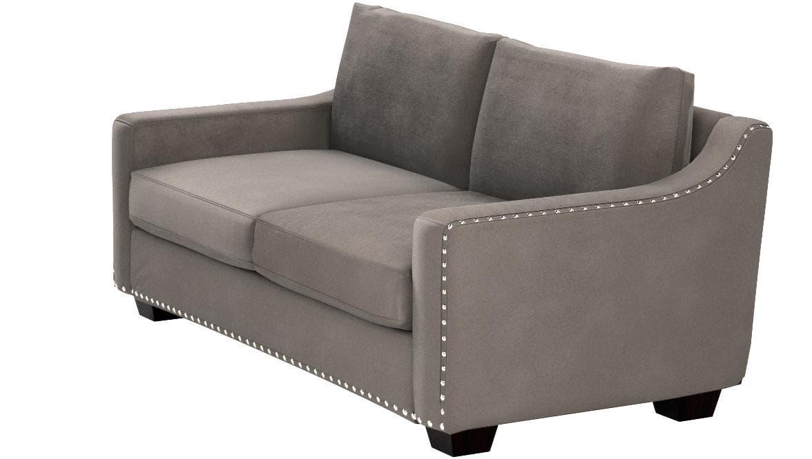 Ravenna Home Mayes Sloped Nailhead Sofa Charcoal — Charcoal, alternate front view