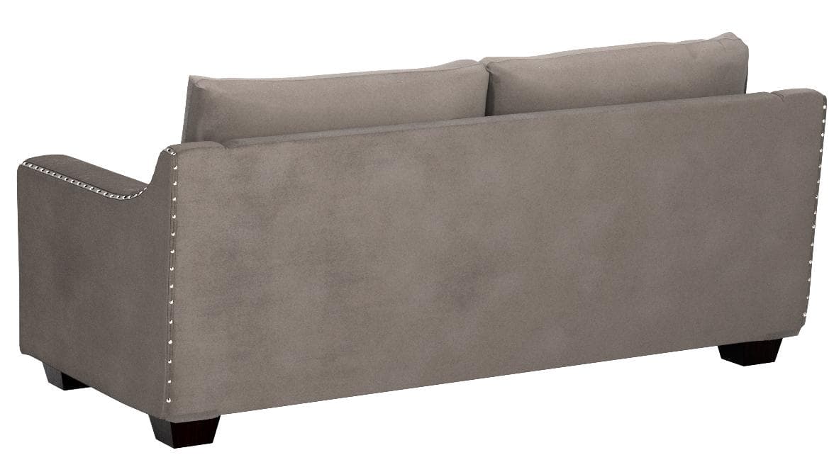Ravenna Home Mayes Sloped Nailhead Sofa Charcoal — Charcoal, rear view