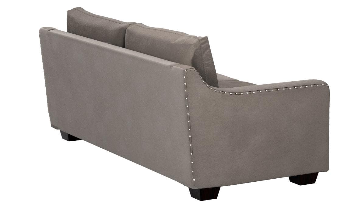 Ravenna Home Mayes Sloped Nailhead Sofa Charcoal — Charcoal, opposite rear view