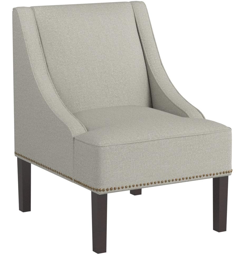 Ravenna Home Jacobsen Contemporary Nailhead Sloped Arm Accent Chair Grey — Grey, front view