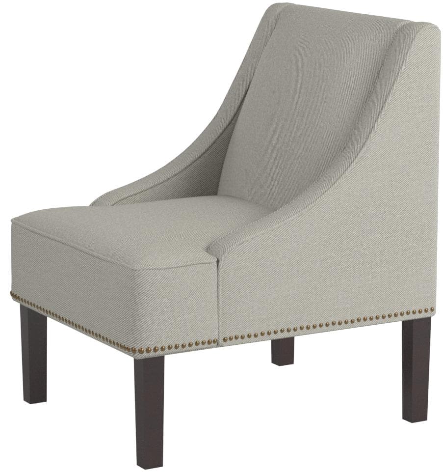 Ravenna Home Jacobsen Contemporary Nailhead Sloped Arm Accent Chair Grey — Grey, side view