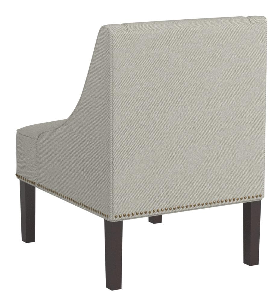 Ravenna Home Jacobsen Contemporary Nailhead Sloped Arm Accent Chair Grey — Grey, rear view