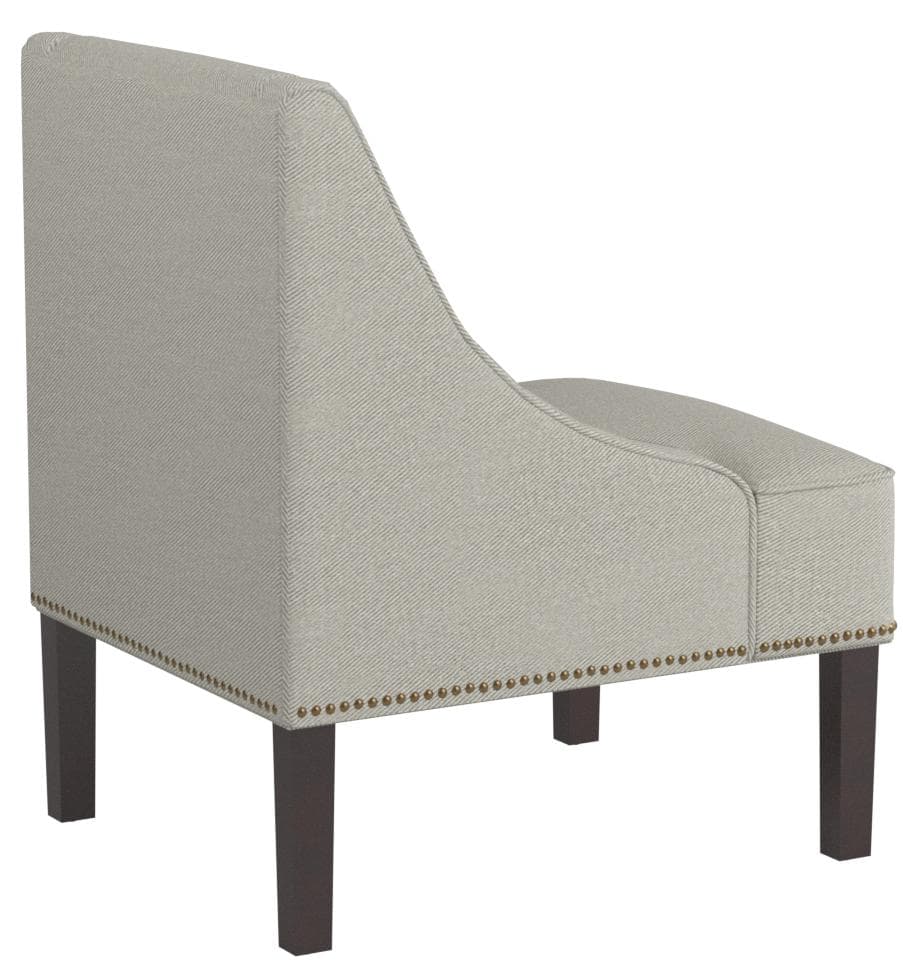 Ravenna Home Jacobsen Contemporary Nailhead Sloped Arm Accent Chair Grey — Grey, opposite side view