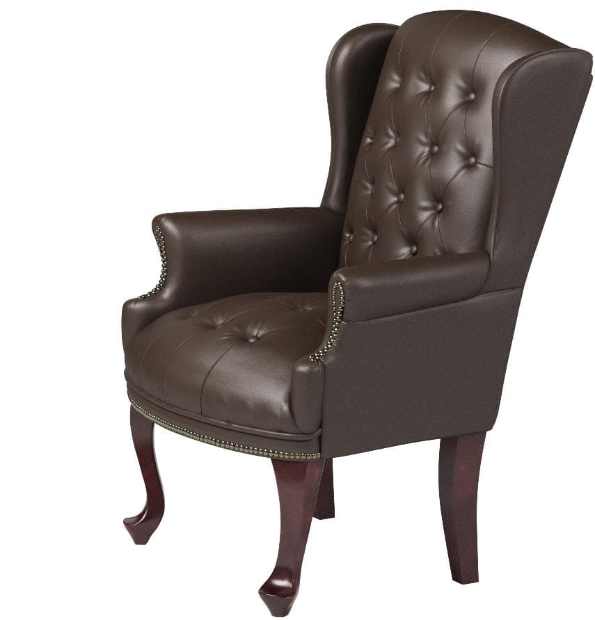 Ravenna Home Goodwin Faux Leather Tufted Wingback Club Accent Chair Brown — Brown, alternate front view