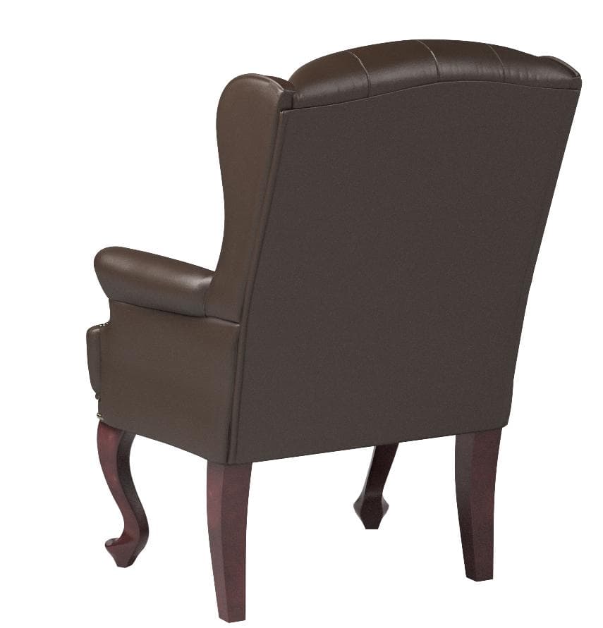 Ravenna Home Goodwin Faux Leather Tufted Wingback Club Accent Chair Brown — Brown, rear view