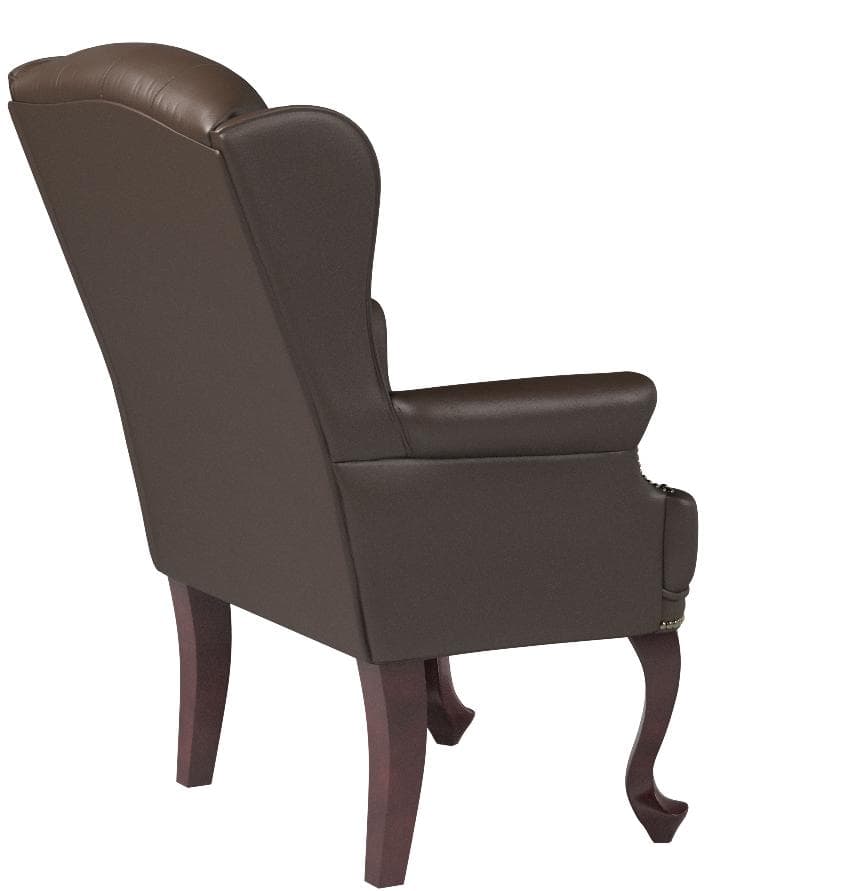 Ravenna Home Goodwin Faux Leather Tufted Wingback Club Accent Chair Brown — Brown, opposite rear view