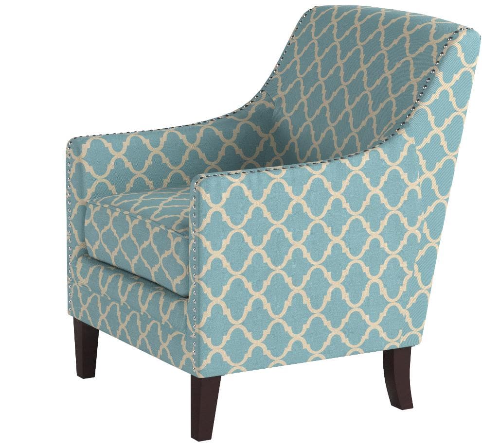 Ravenna Home Kaiden Patterned Nailhead Accent Chair Blue Moroccan — Blue Moroccan, alternate front view