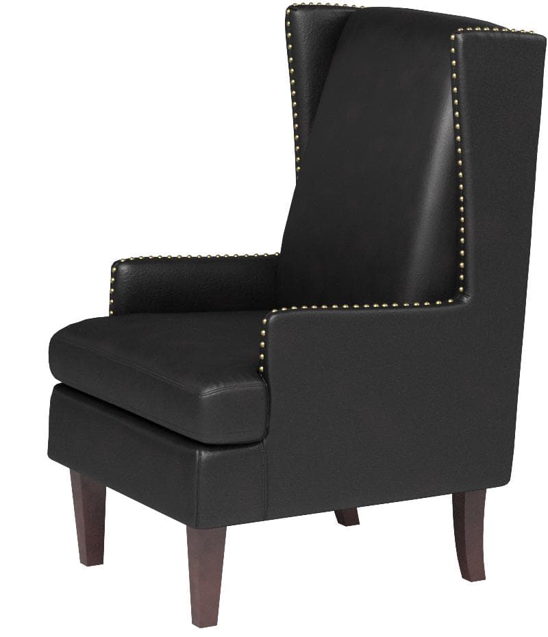 Ravenna Home Contemporary Faux Leather Nailhead Wingback Accent Chair Black — Black, alternate front view