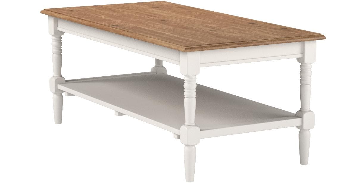 Ravenna Home Amber Rustic Farmhouse Shelf Coffee Table Natural and White — Rustic White, alternate front view