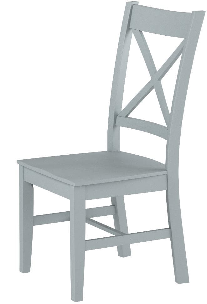 Ravenna Home Solid Pine Dining Chair with Cutout Back Gray Finish, Set of 2 — Gray, alternate front view; one chair from the two-chair set