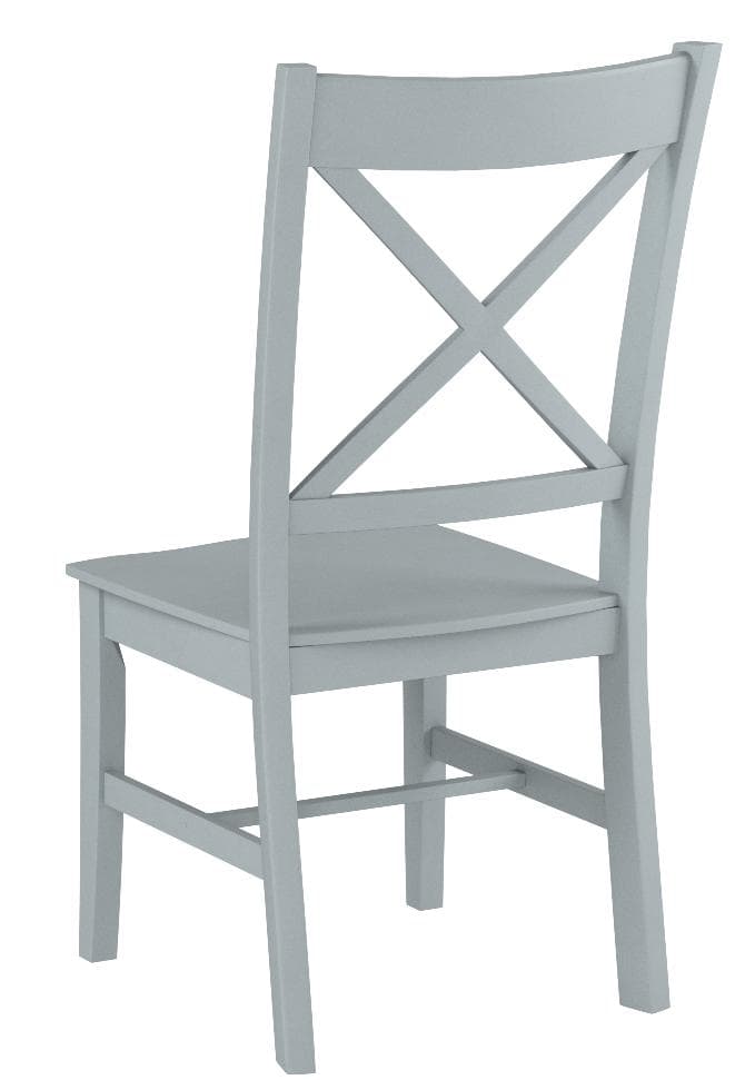 Ravenna Home Solid Pine Dining Chair with Cutout Back Gray Finish, Set of 2 — Gray, rear view; one chair from the two-chair set