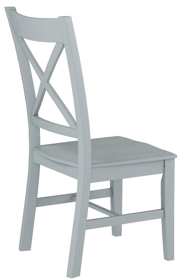 Ravenna Home Solid Pine Dining Chair with Cutout Back Gray Finish, Set of 2 — Gray, opposite rear view; one chair from the two-chair set