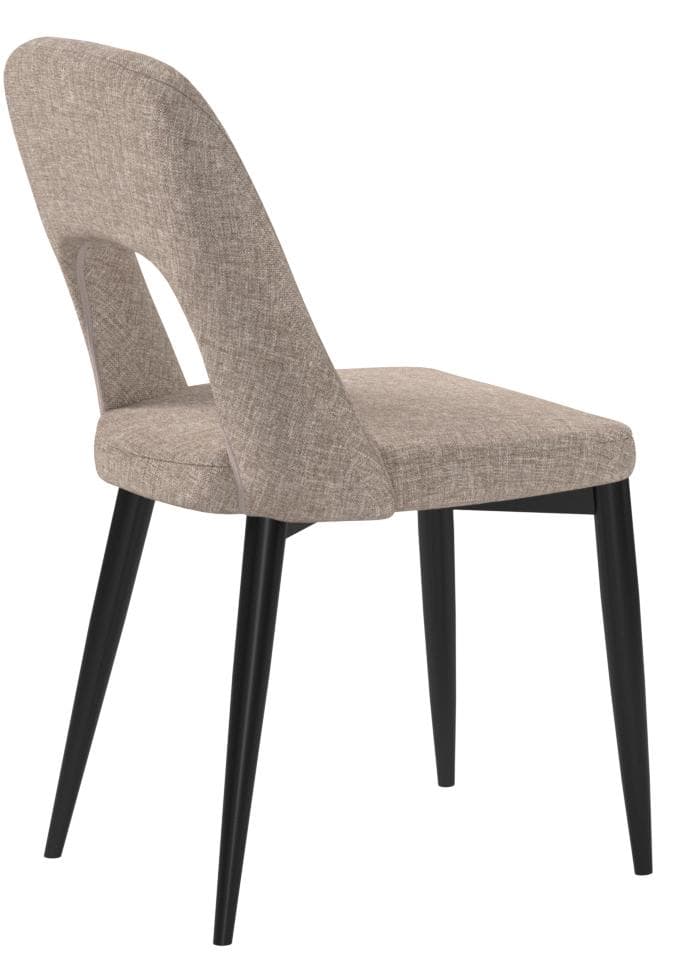 Rivet Florence Mid-Century Modern Wide Open-Back Accent Kitchen Dining Chairs Grey, Set of 2 — Grey, opposite rear view; one chair from the two-chair set