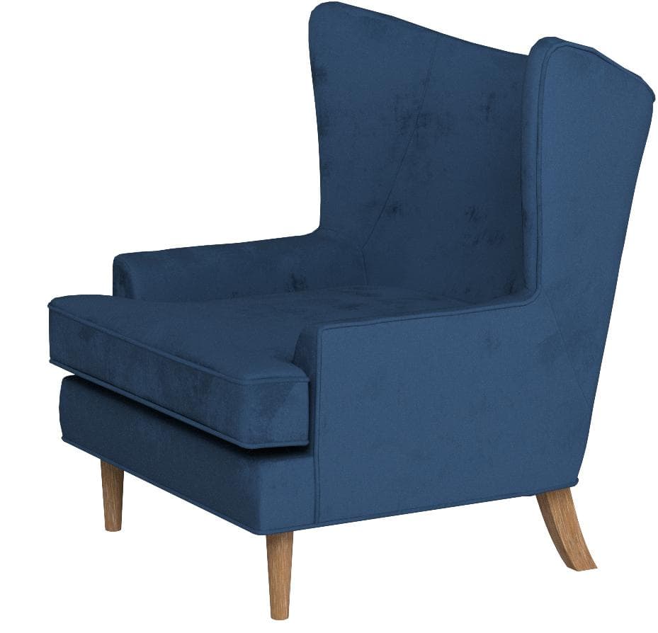 Rivet Chelsea Velvet Wing-Back Accent Chair, Navy — Navy, alternate front view