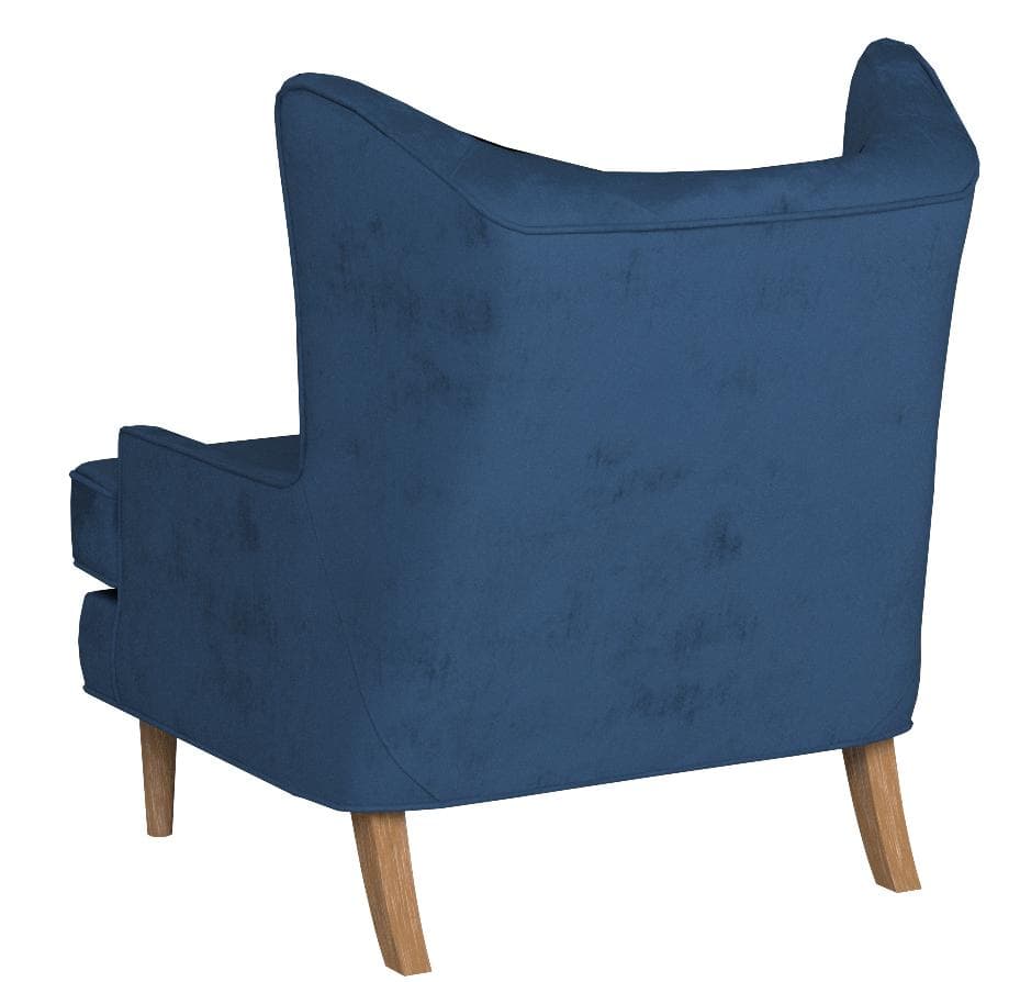 Rivet Chelsea Velvet Wing-Back Accent Chair, Navy — Navy, rear view