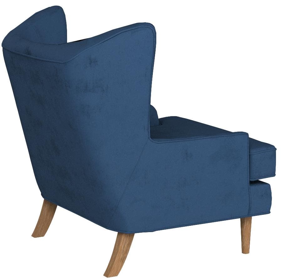 Rivet Chelsea Velvet Wing-Back Accent Chair, Navy — Navy, opposite rear view