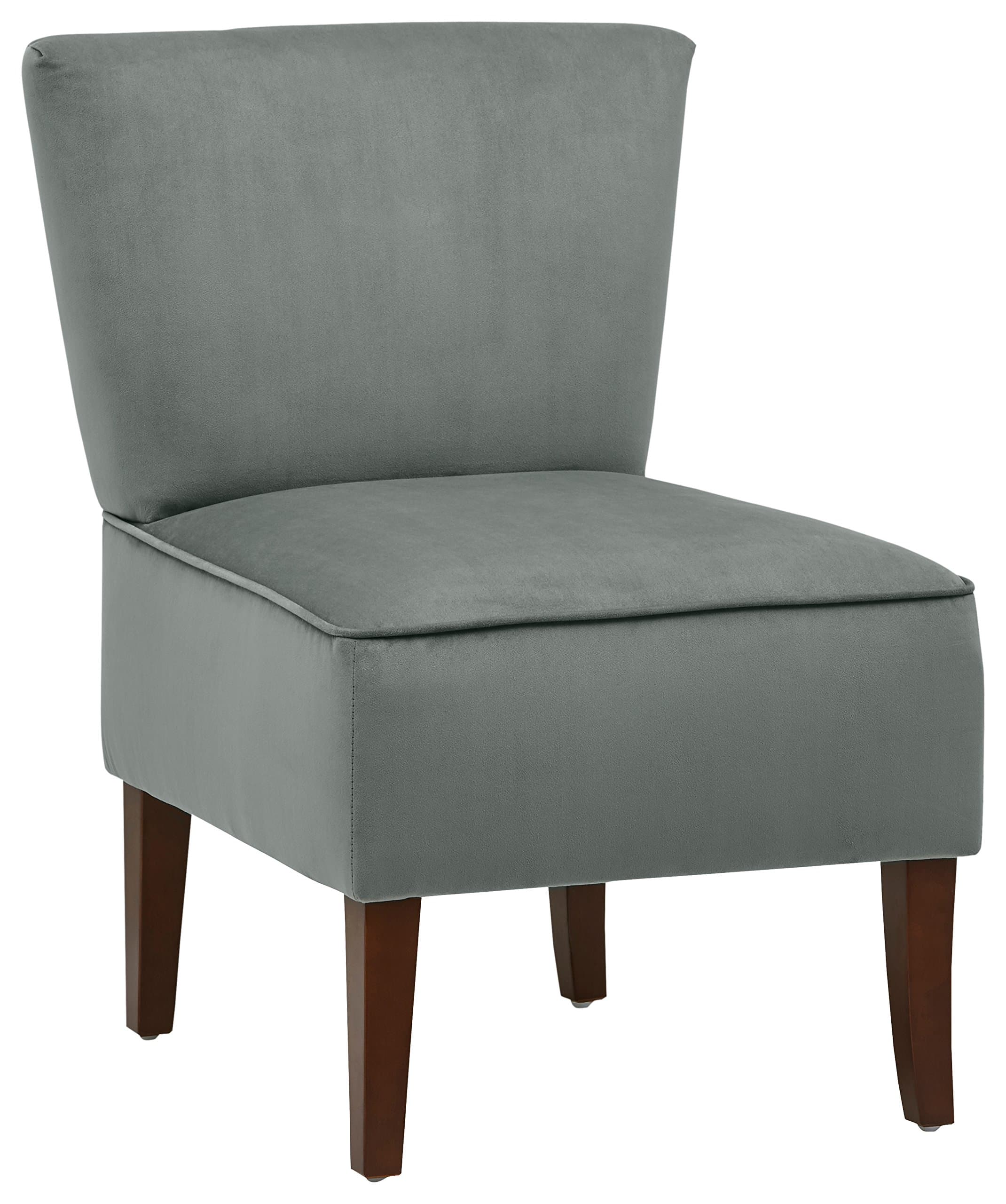 Rivet Ashworth Armless Velvet Accent Chair Smoky Teal — Smoky Teal, front three-quarter view