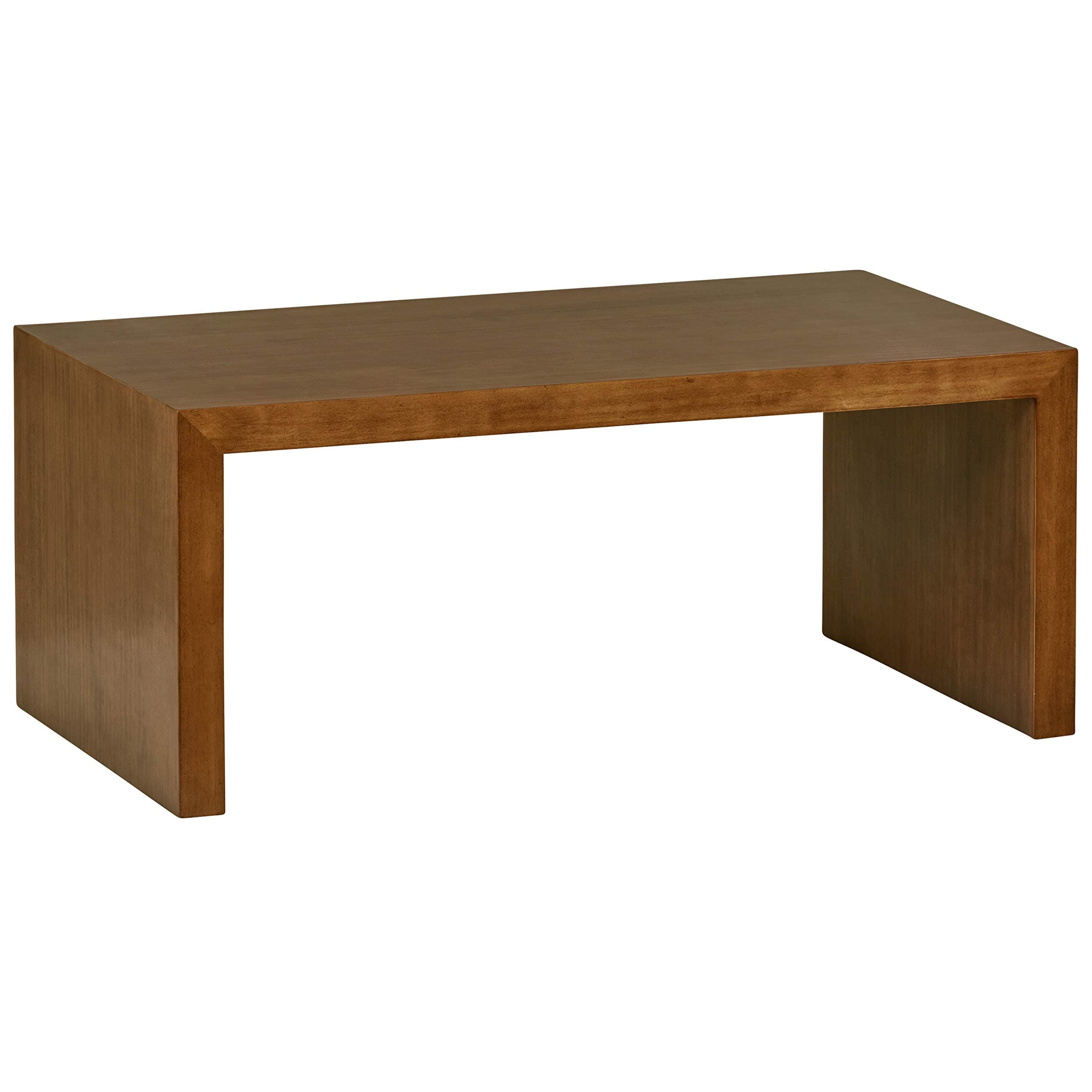Rivet Modern Coffee Table Pine Veneer and Natural Wood — Natural, front three-quarter view