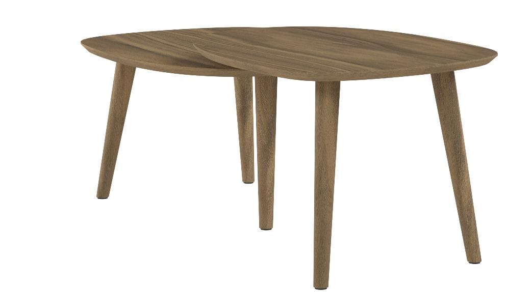 Rivet Allyson Mid-Century Modern Two-Shelf Adjustable Coffee Table, Walnut — Walnut, alternate front view