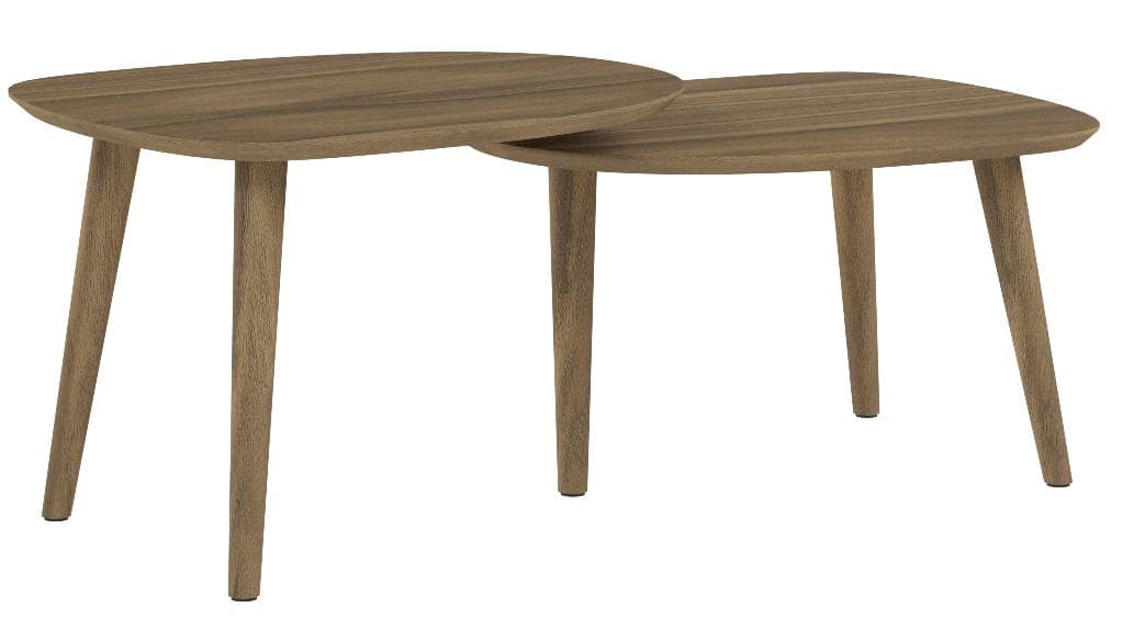 Rivet Allyson Mid-Century Modern Two-Shelf Adjustable Coffee Table, Walnut — Walnut, rear view