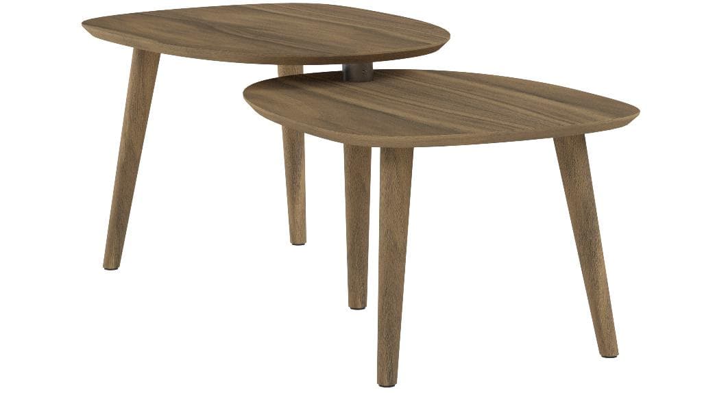 Rivet Allyson Mid-Century Modern Two-Shelf Adjustable Coffee Table, Walnut — Walnut, opposite rear view