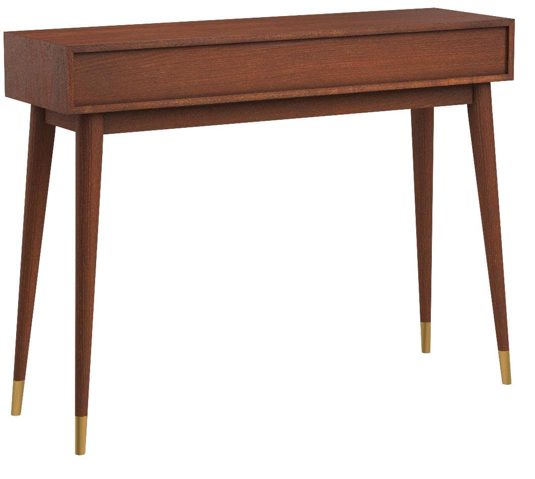 Rivet Mid-Century Modern Desk Walnut Stain — Walnut Stain, rear view