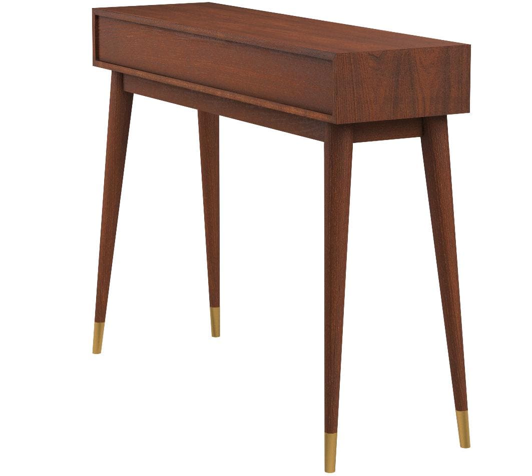 Rivet Mid-Century Modern Desk Walnut Stain — Walnut Stain, opposite rear view
