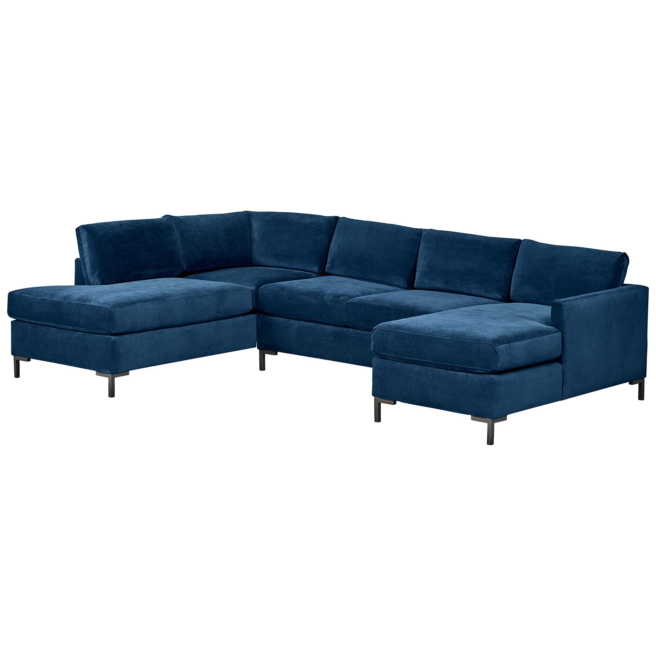 Rivet Edgewest Low Back Modern Left U-Sectional Blue Ink — Blue Ink, front three-quarter view