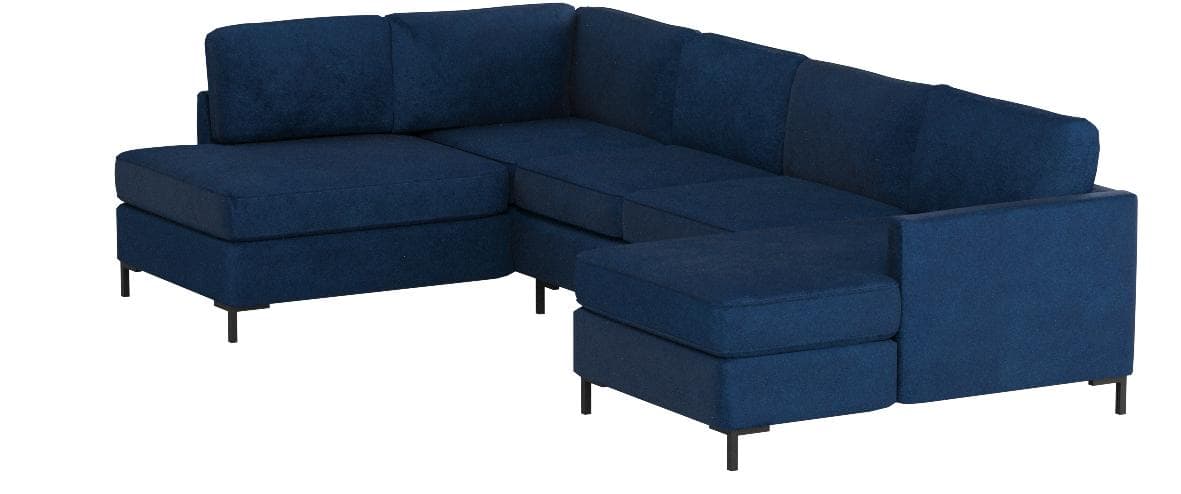 Rivet Edgewest Low Back Modern Left U-Sectional Blue Ink — Blue Ink, alternate front view