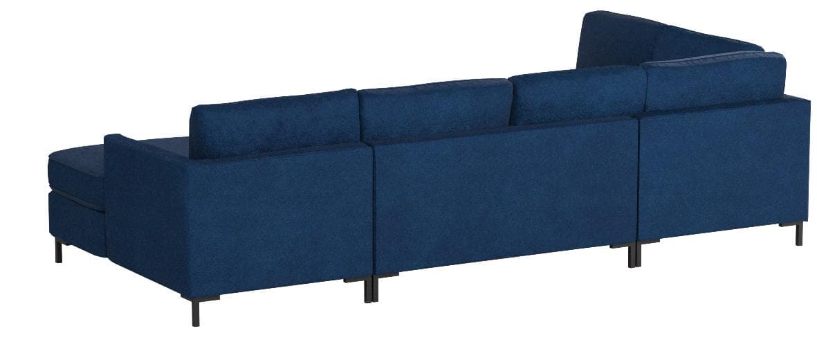 Rivet Edgewest Low Back Modern Left U-Sectional Blue Ink — Blue Ink, rear view