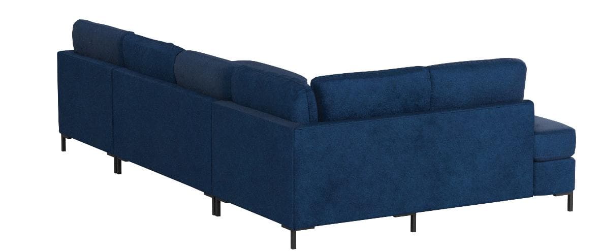 Rivet Edgewest Low Back Modern Left U-Sectional Blue Ink — Blue Ink, opposite rear view