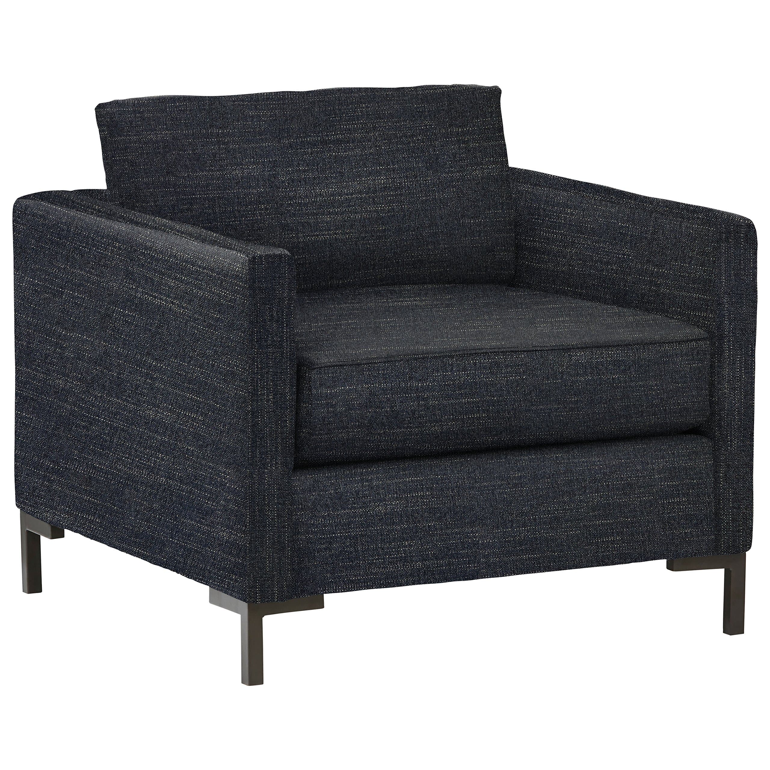 Rivet Edgewest Low Back Modern Accent Chair Eclipse Blue — Eclipse Blue, front three-quarter view