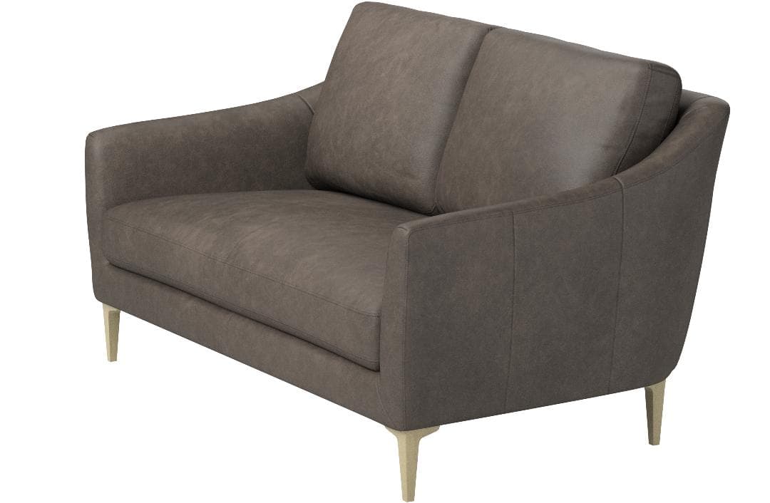 Rivet Alonzo Contemporary Leather Loveseat Sofa Grey — Grey Leather, alternate front view