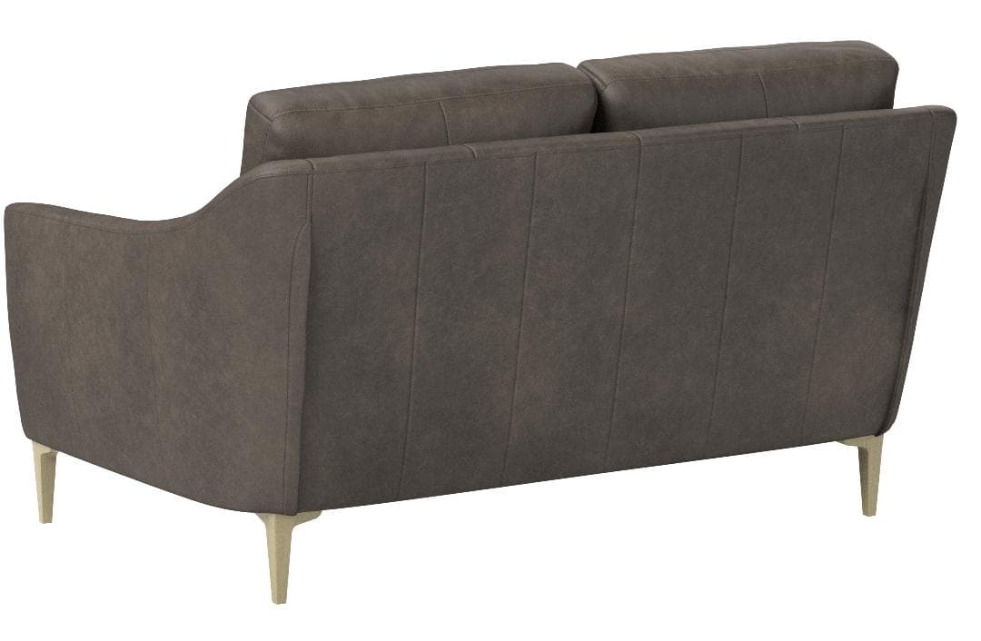 Rivet Alonzo Contemporary Leather Loveseat Sofa Grey — Grey Leather, rear view