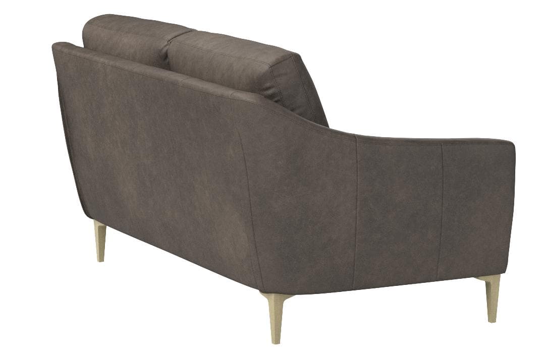 Rivet Alonzo Contemporary Leather Loveseat Sofa Grey — Grey Leather, opposite rear view