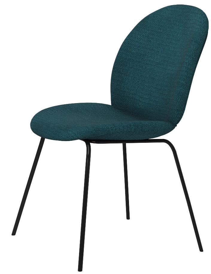 Rivet Weedin Contemporary Upholstered Dining Chair - Set of 2, 20 x 23 x 33 Inches, Juniper Blue — Juniper Blue, alternate front view; one chair from the two-chair set