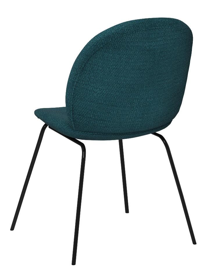 Rivet Weedin Contemporary Upholstered Dining Chair - Set of 2, 20 x 23 x 33 Inches, Juniper Blue — Juniper Blue, rear view; one chair from the two-chair set