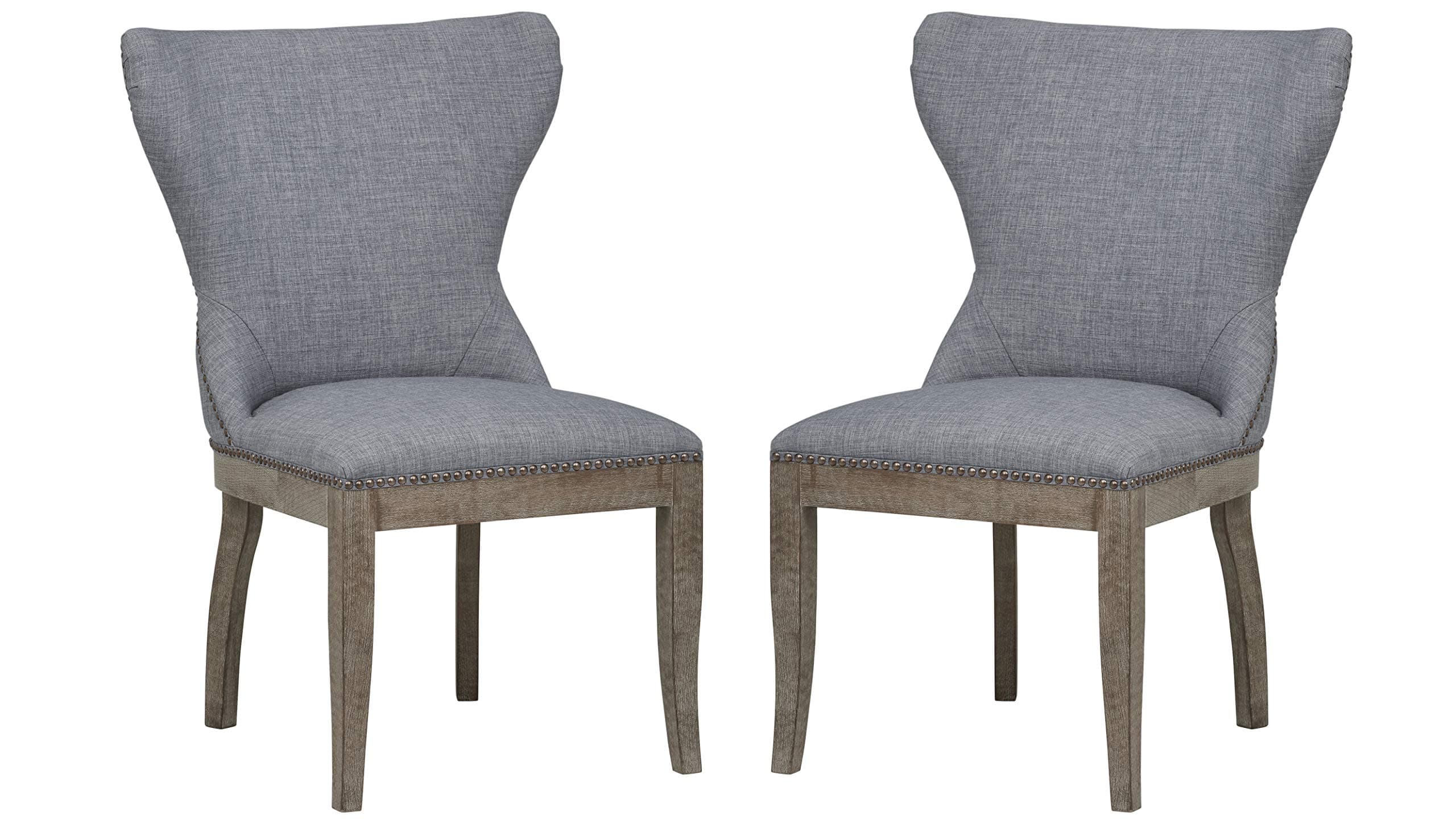 Stone & Beam Kinsley Dining Chair Set of 2, Washed Denim — Washed Denim, front three-quarter view
