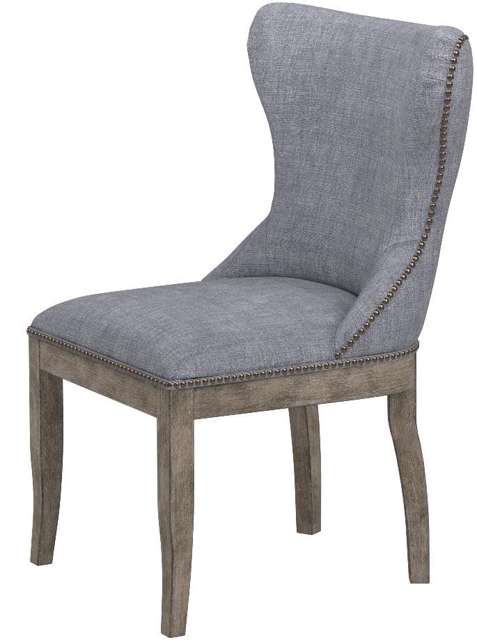 Stone & Beam Kinsley Dining Chair Set of 2, Washed Denim — Washed Denim, alternate front view; one chair from the two-chair set