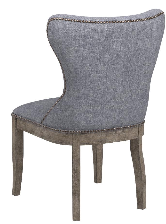 Stone & Beam Kinsley Dining Chair Set of 2, Washed Denim — Washed Denim, rear view; one chair from the two-chair set