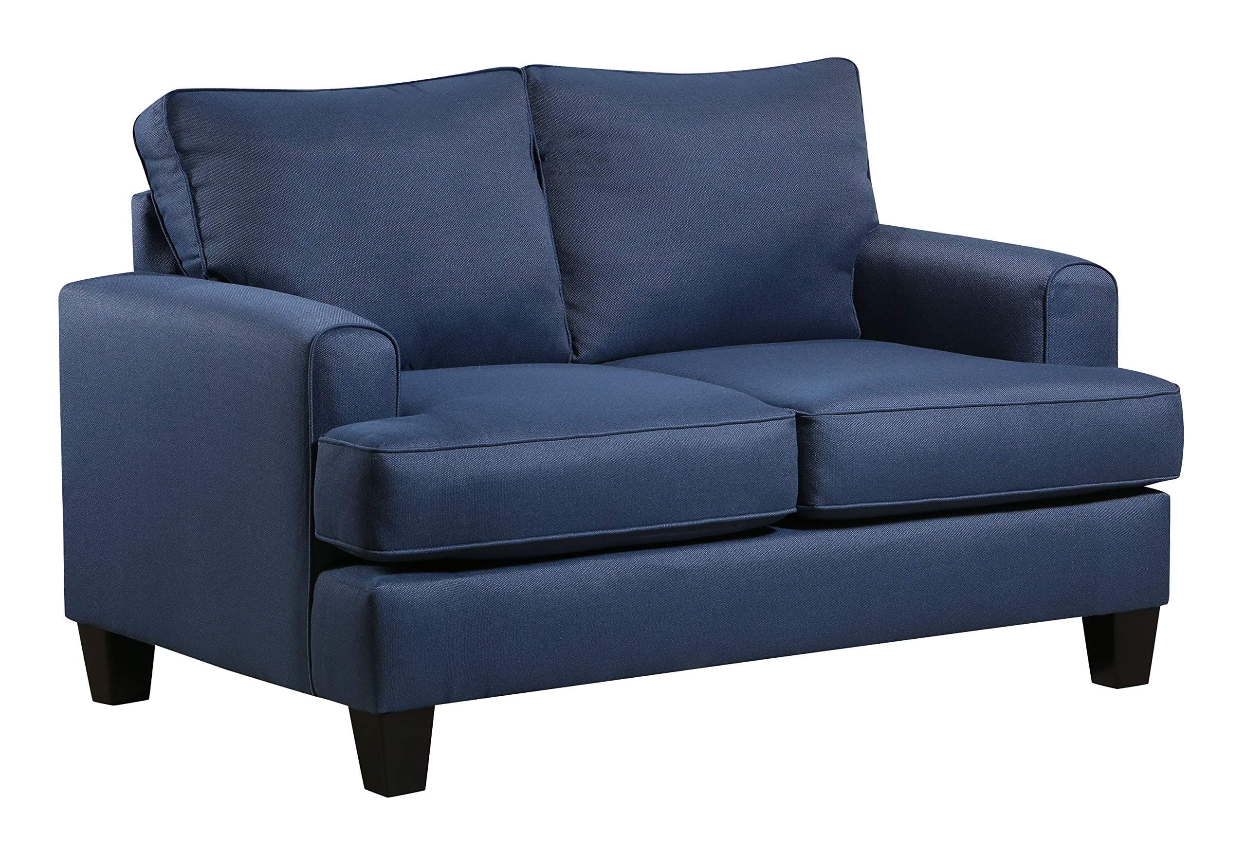 Stone & Beam Elizabeth Contemporary Loveseat Sofa Blue — Cadet, front three-quarter view