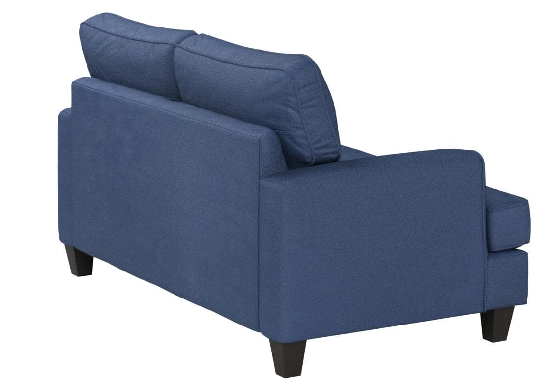 Stone & Beam Elizabeth Contemporary Loveseat Sofa Blue — Cadet, opposite rear view