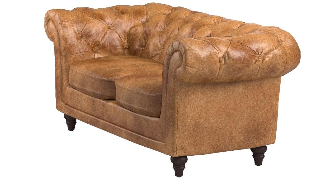 Stone & Beam Bradbury Chesterfield Modern Tufted Leather Loveseat Sofa Couch Cognac — Cognac, alternate front view