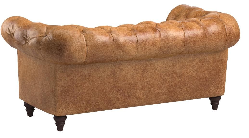 Stone & Beam Bradbury Chesterfield Modern Tufted Leather Loveseat Sofa Couch Cognac — Cognac, rear view