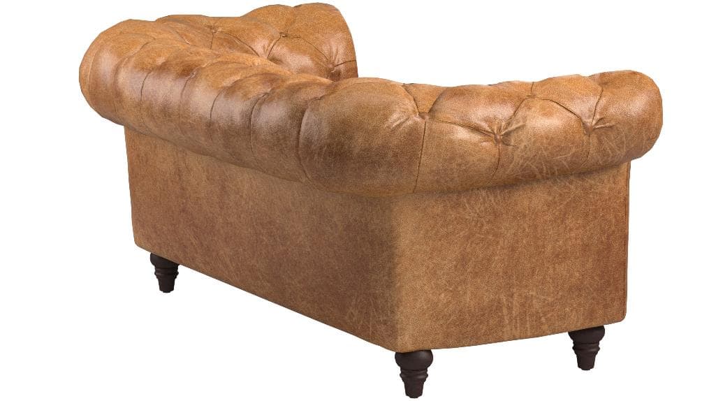 Stone & Beam Bradbury Chesterfield Modern Tufted Leather Loveseat Sofa Couch Cognac — Cognac, opposite rear view