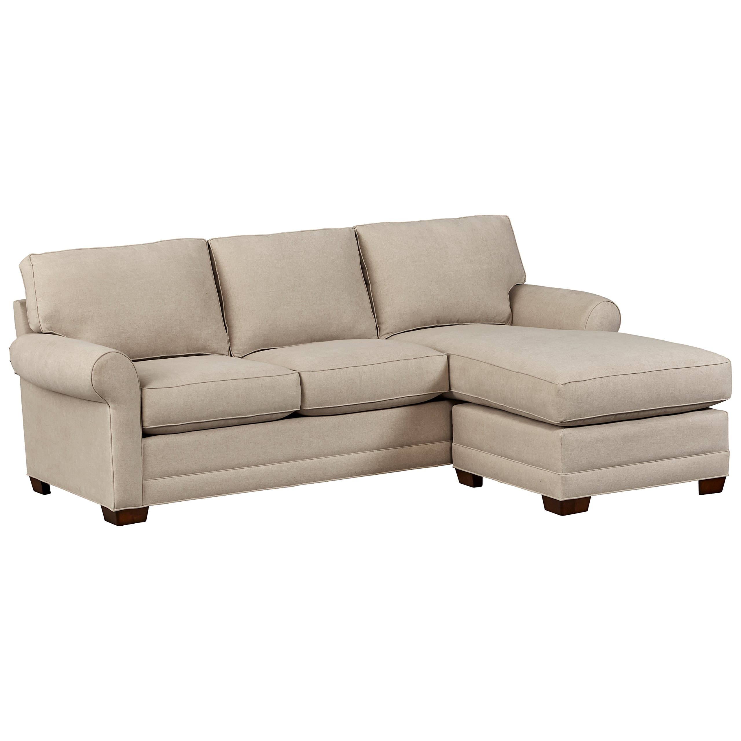 Stone & Beam Kristin Round Arm Performance Fabric Reversible Chaise Sofa Couch Sand — Sand, front three-quarter view