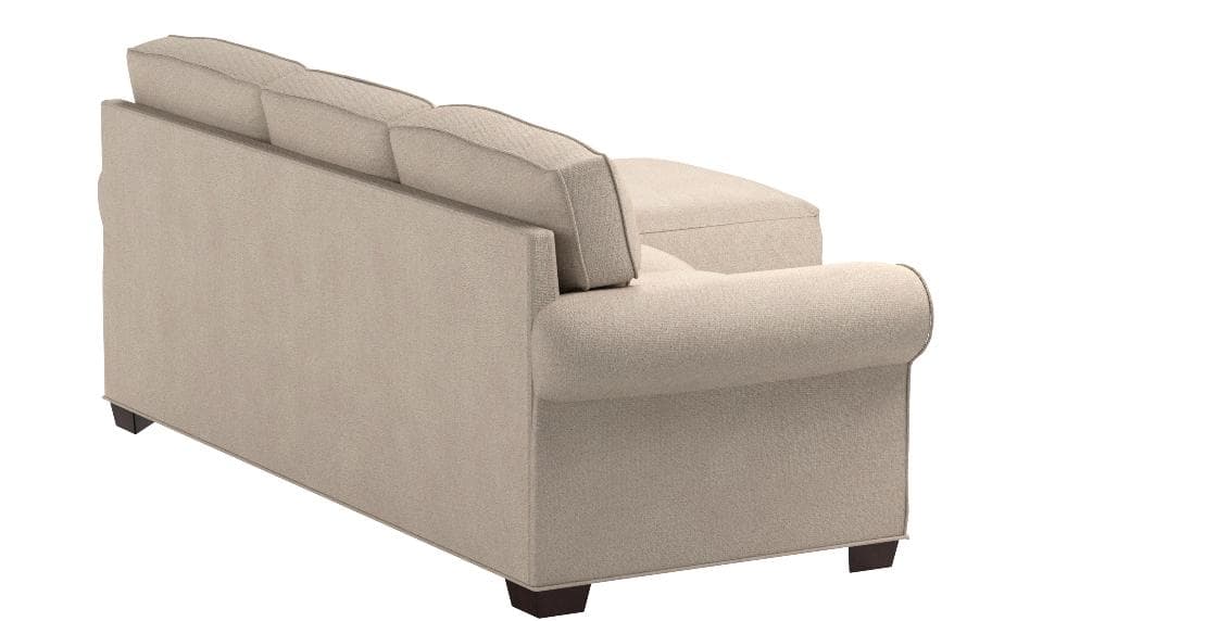 Stone & Beam Kristin Round Arm Performance Fabric Reversible Chaise Sofa Couch Sand — Sand, opposite rear view
