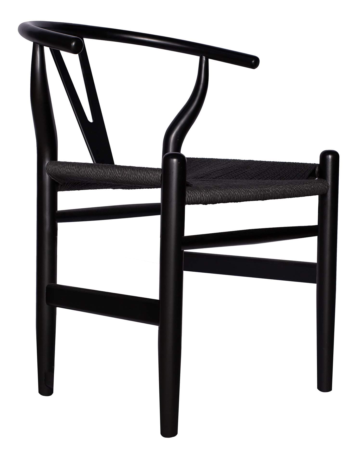 Stone & Beam Classic Wishbone Dining Chair Black / Black — Black/Black, front three-quarter view